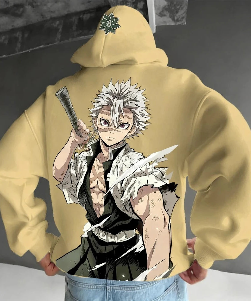 Demon Slayer Anime Shinazugawa Sanemi Hoodie Autumn/Winter Men's and Women's New Loose Casual American Hip-hop Jumper Top
