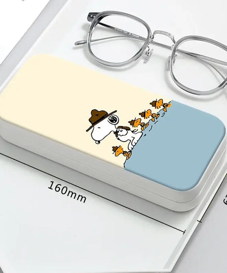 Snoopy Girl Korean Fresh Student Cute Disney Fashion Simple Anti-fall Portable Anti-Stress Folding Glasses Case