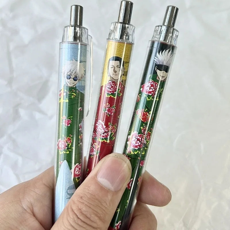 Hot Sales 3 PCS Jujutsu Kaisen Satoru Gojo Fushiguro Megumi Gel Pen Signature Pen Anime Peripheral Student Ballpoint Pen 0.5