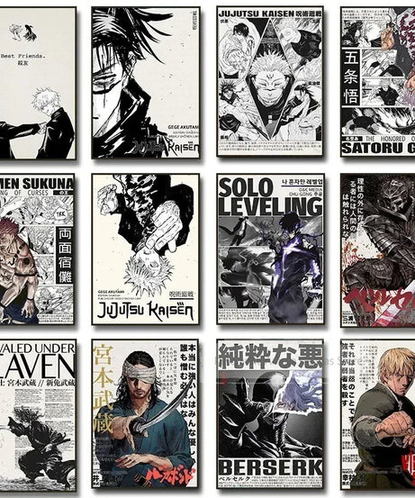 Popular Anime Posters Vagabond Jujutsu Kaisen Artwork Home Decor Minimalist Aesthetic Art Gift for Fan Canvas Painting