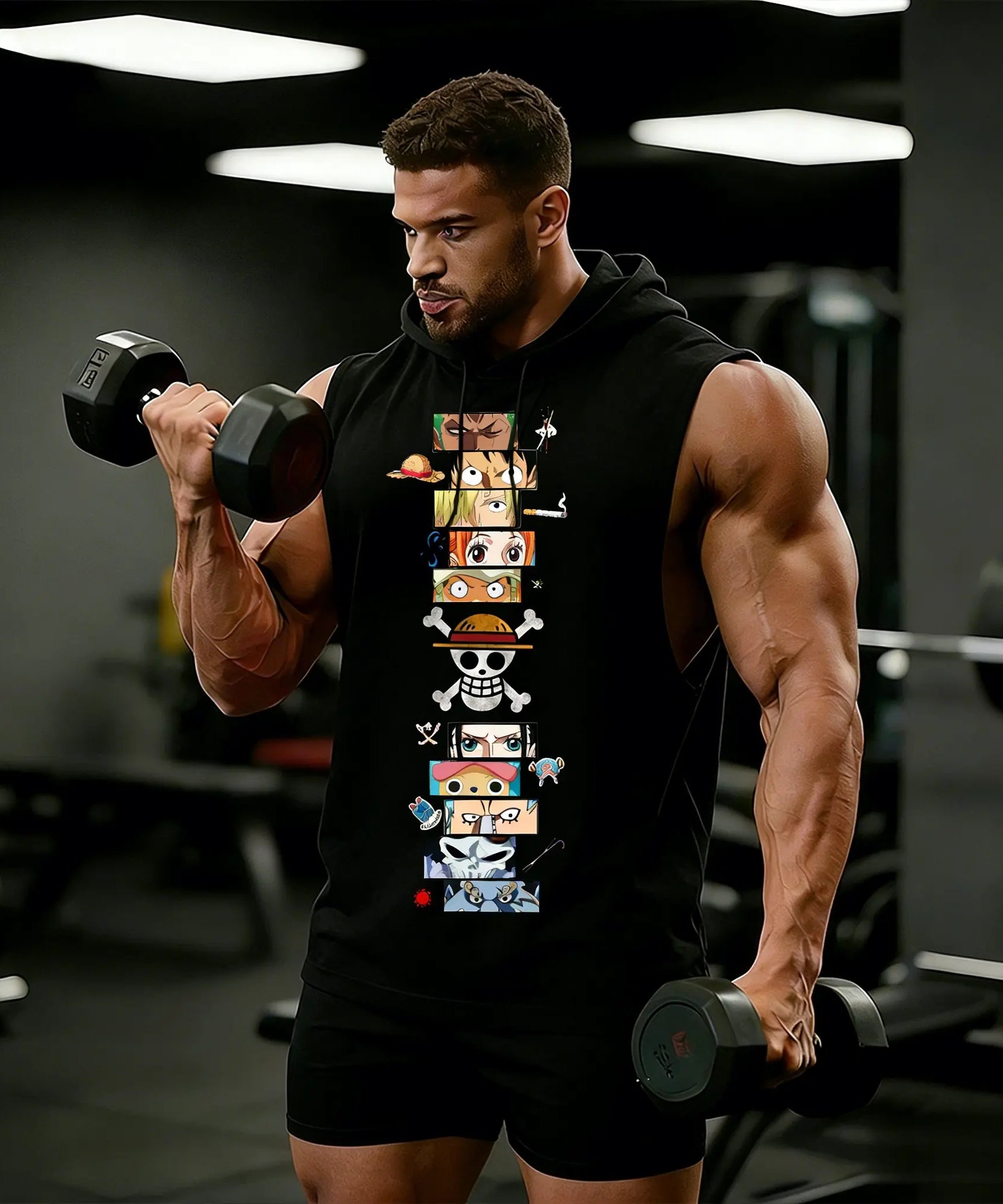 One Piece Anime Hoodie Sleeveless Shirt Men Tank Top Muscle Gym Vest Graphic Print Streetwear Loose Casual Tops Summer New