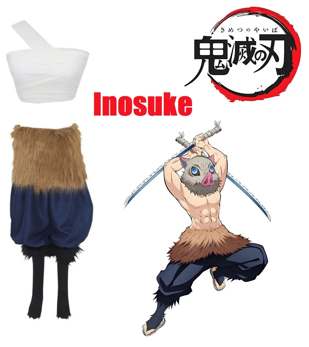 Anime Demon Slayer Inosuke Hashibira Cosplay Costume – Mask & Pants Set 5