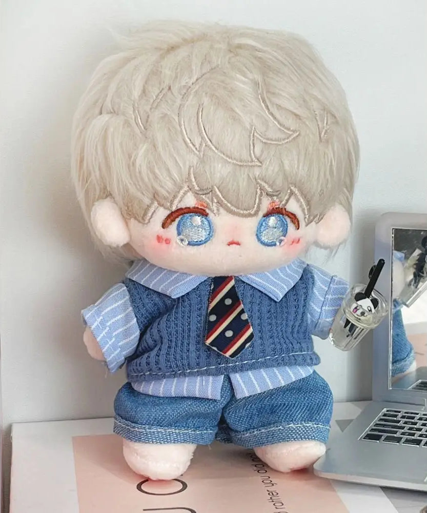 Creative 10cm Doll Clothes Blue Brown Playing House Doll Blouse Pants Suit Changing Dress Game Photo Prop Mini School Suit Gift