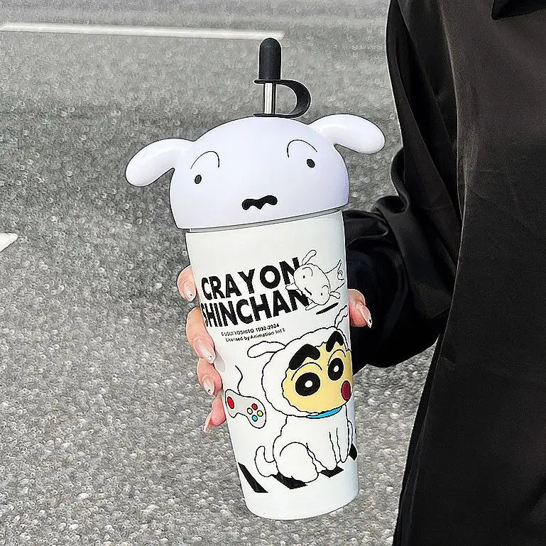 Crayon Shin-Chan Stainless Steel Thermos Mug – 600ml Anime Tumbler with Straw