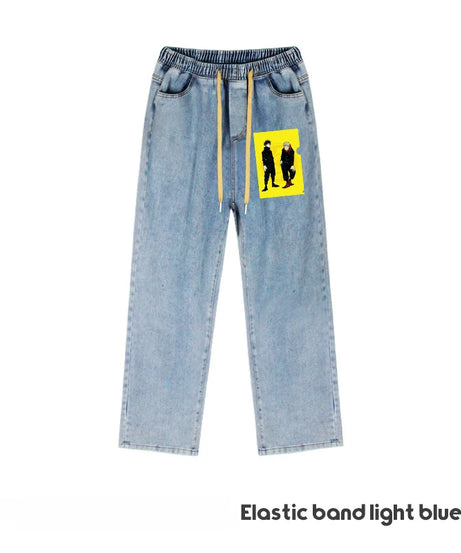 JUJUTSU KAISEN Gojo Yuji Megumi Sukuna Anime Daily Trousers Loose Spring and Autumn Wide Leg Pants Casual Jeans