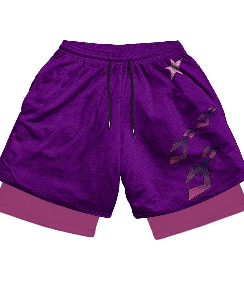 JoJo’s Bizarre Adventure 2-in-1 Gym Shorts – Quick-Dry Anime Fitness Wear