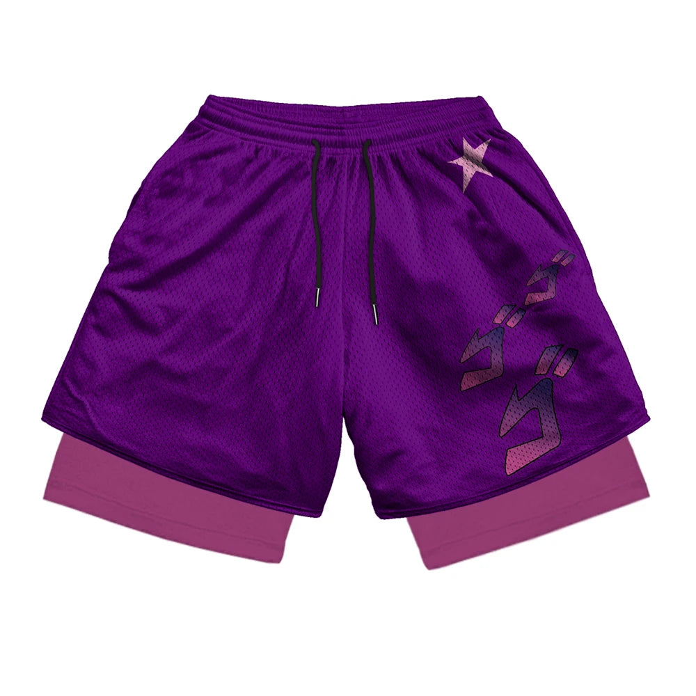 JoJo’s Bizarre Adventure 2-in-1 Gym Shorts – Quick-Dry Anime Fitness Wear