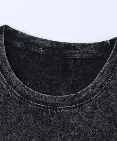 Anime Printed Washed Short-Sleeved Retro Fashion Men's and Women's Short Sleeved Casual Sports Short Sleeved