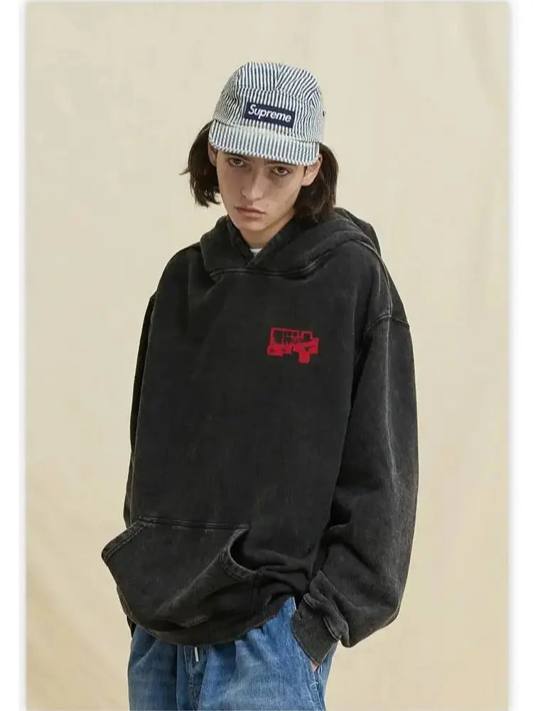 Anime Baki Hanma Print Cotton Washed Hoodies Men Hip Hop Graphic Vintage Hooded Sweatshirts Aesthetic Streetwear Pullover