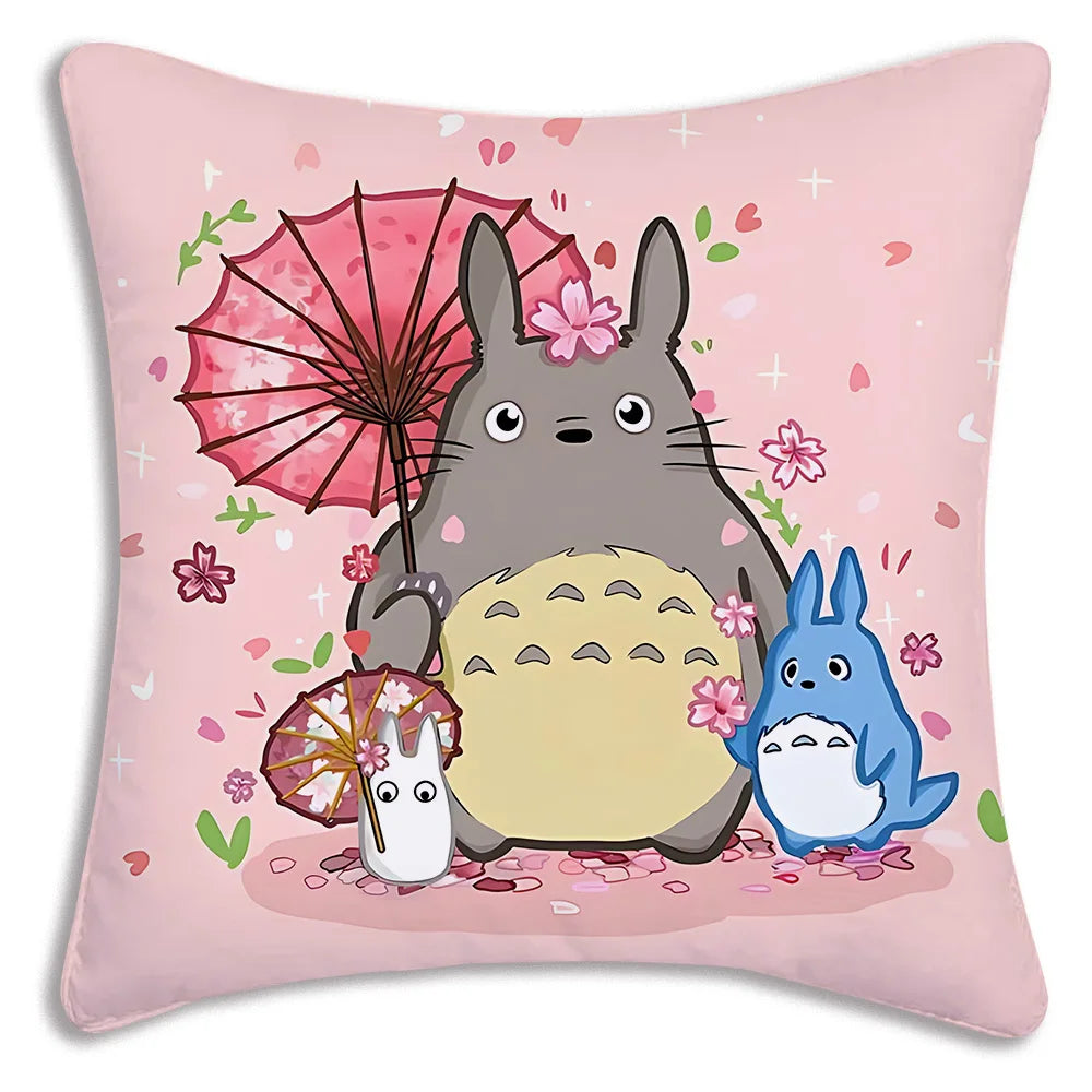 Anime T-TotoroS Kawaii Pillow Covers Cartoon Sofa Decorative Home Double-sided Printing Short Plush Cute Cushion Cover