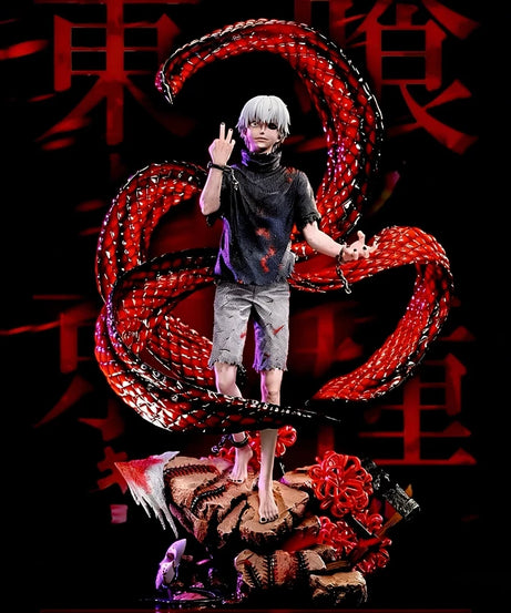 35cm Tokyo Ghoul GK Ken Kaneki White Hair 4 Kagune Action Figure Double Head Statue Collectible Anime Model Toy Desk Decor Gift