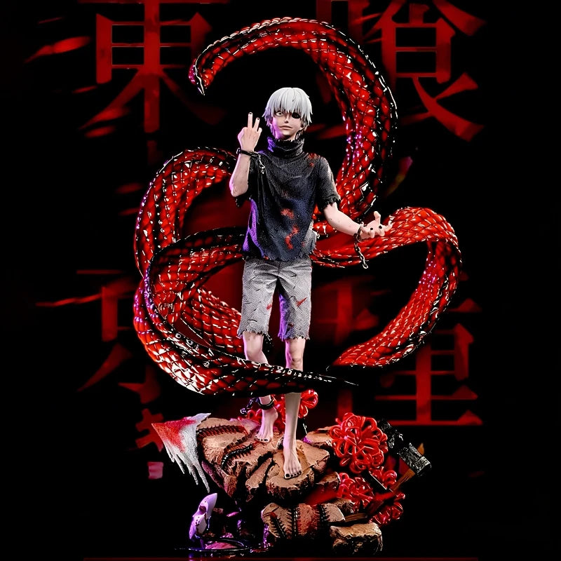 35cm Tokyo Ghoul GK Ken Kaneki White Hair 4 Kagune Action Figure Double Head Statue Collectible Anime Model Toy Desk Decor Gift