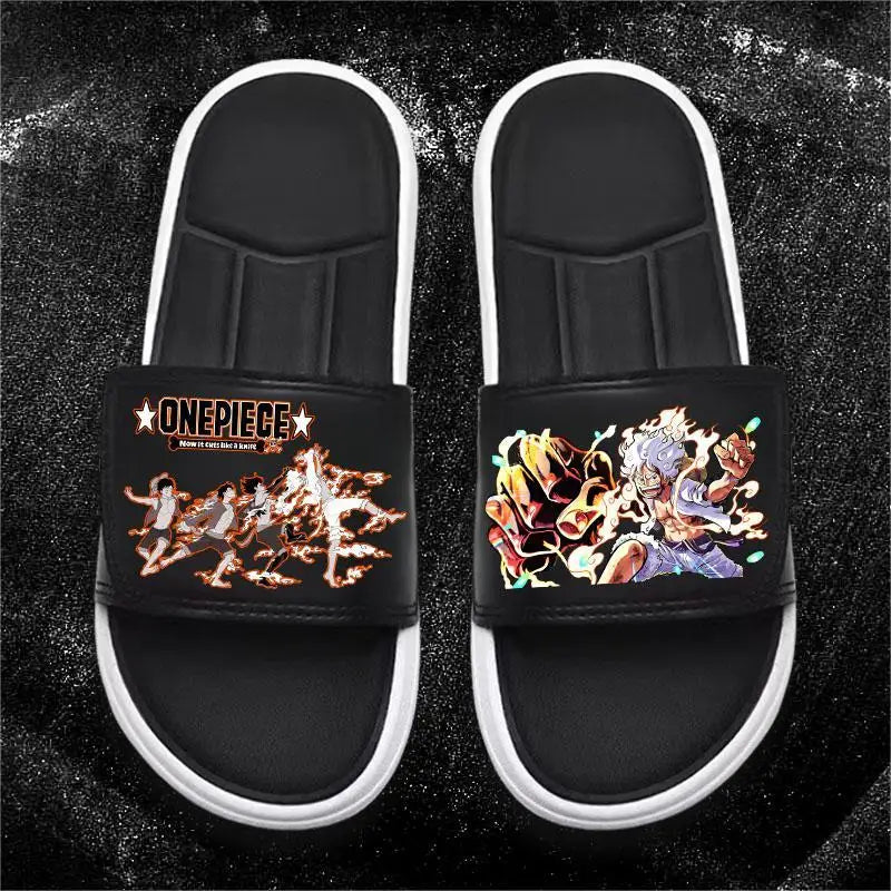 One Piece Anime Luffy Zoro Nami  Pattern New Slippers Men and Women Fashionable Flat Outdoor Comfortable Sandals Gift