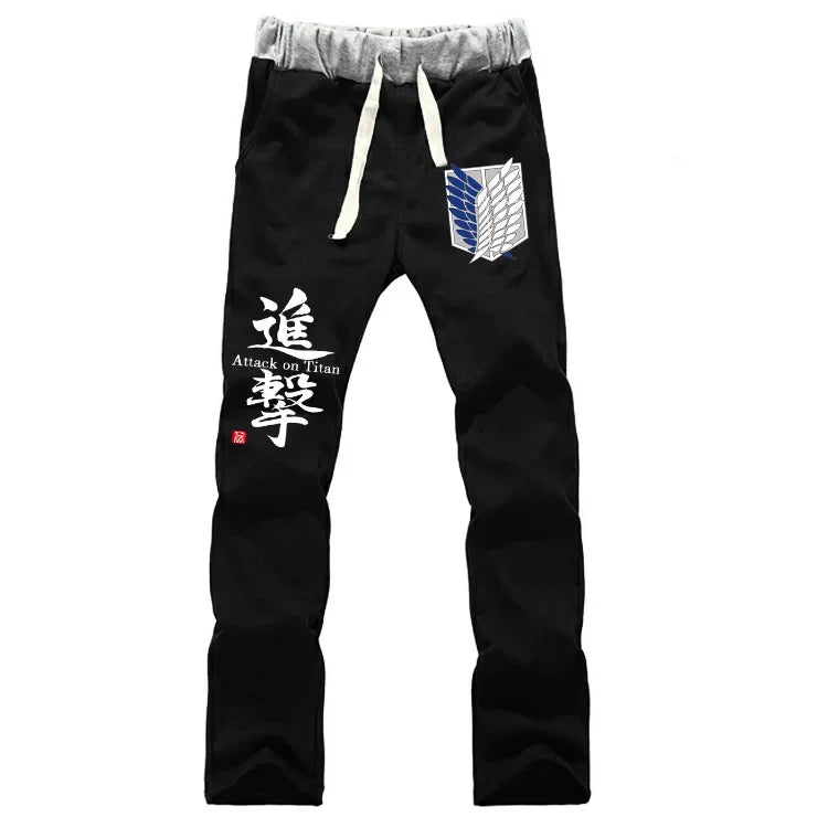 New Fashion Anime Attack on Titan Sports Sweat Breathable Pants Students Men Women Print Cotton Straight Pants Jogging Long Pant