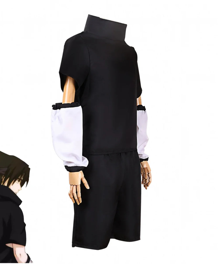 Anime Uchiha Sasuke 2nd Generation Cosplay Costume Summer Black Short Sleeve T-shirt Wig Adult Man Woman Christmas Party Suit