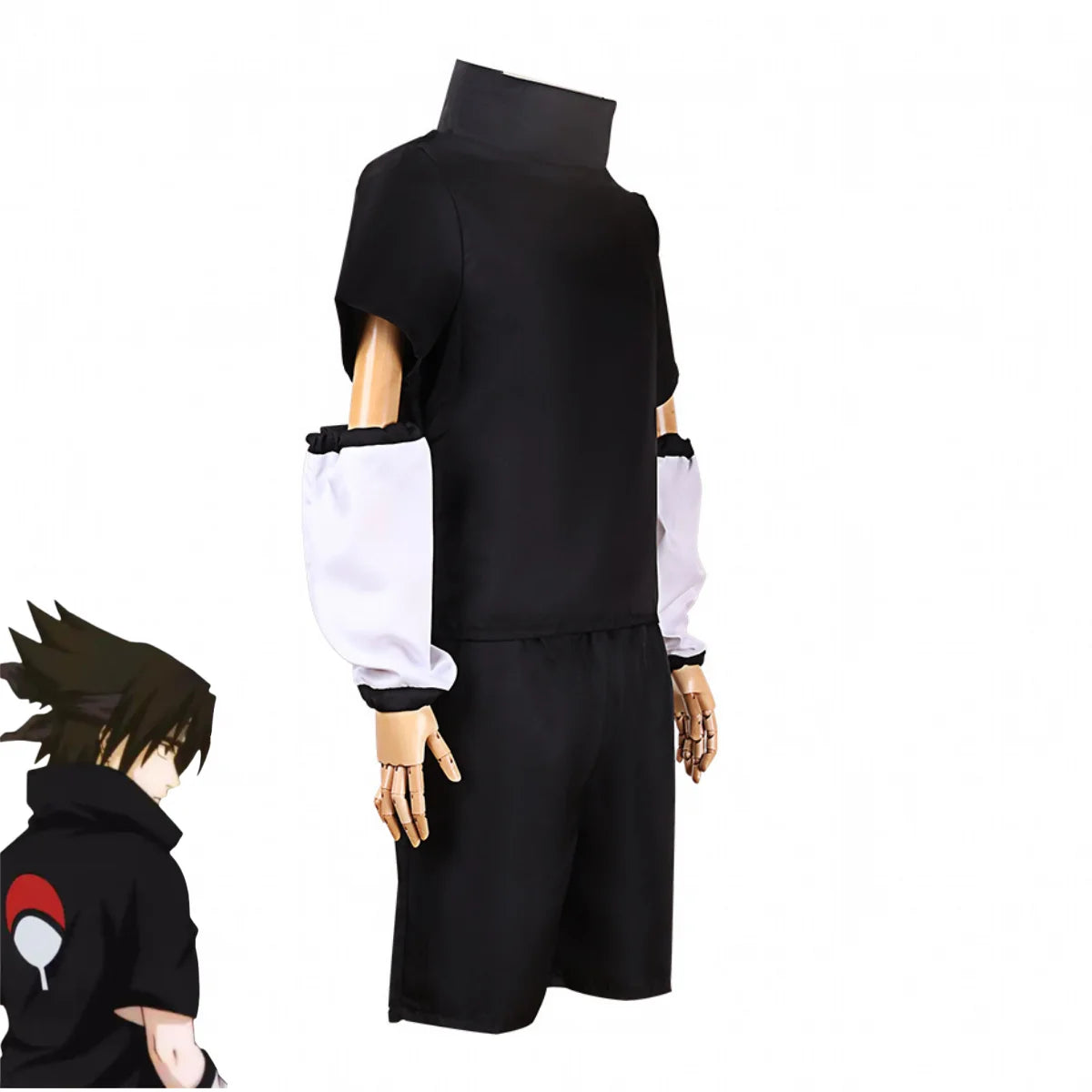 Anime Uchiha Sasuke 2nd Generation Cosplay Costume Summer Black Short Sleeve T-shirt Wig Adult Man Woman Christmas Party Suit