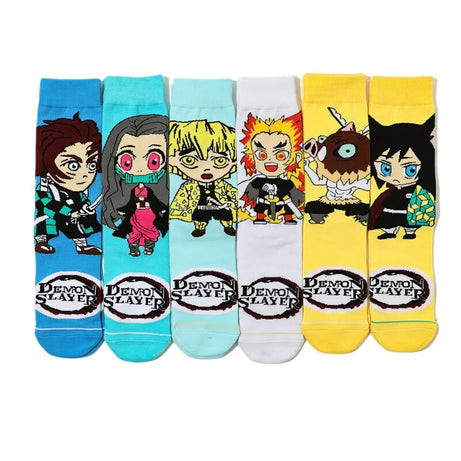 Anime Demon Slayer Socks Tanjirou Nezuko Cartoon Knitted Cotton Socks Pure Cotton Male Fashion Trend Tube Socks