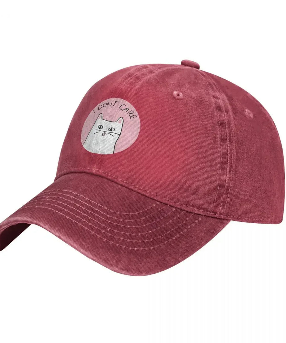 Baseball Caps Hats I Don't Care Cat Dad Hat For Man Peaked Cap Sun anime Shade
