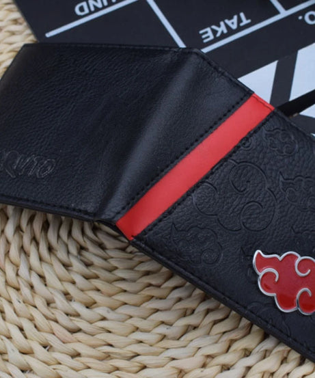 Naruto Sasuke Akatsuki organization red cloud wallet pu men's wallet card holder passport cover  luxury birthday gift