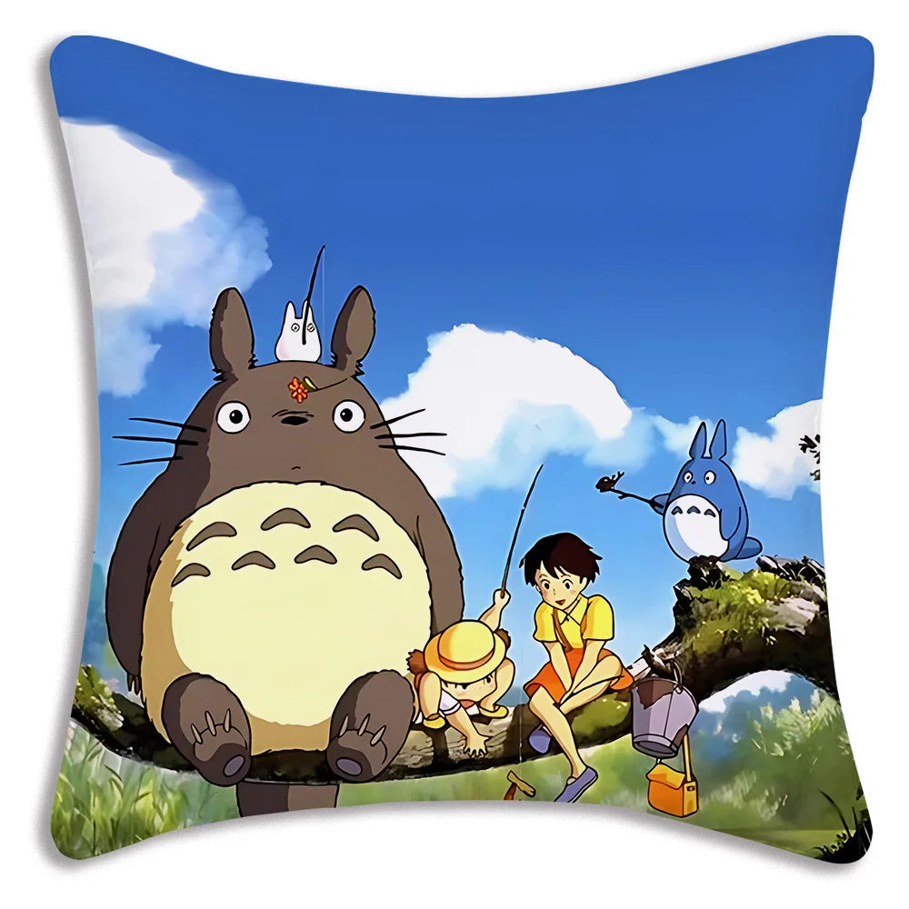 Anime T-TotoroS Kawaii Pillow Covers Cartoon Sofa Decorative Home Double-sided Printing Short Plush Cute Cushion Cover