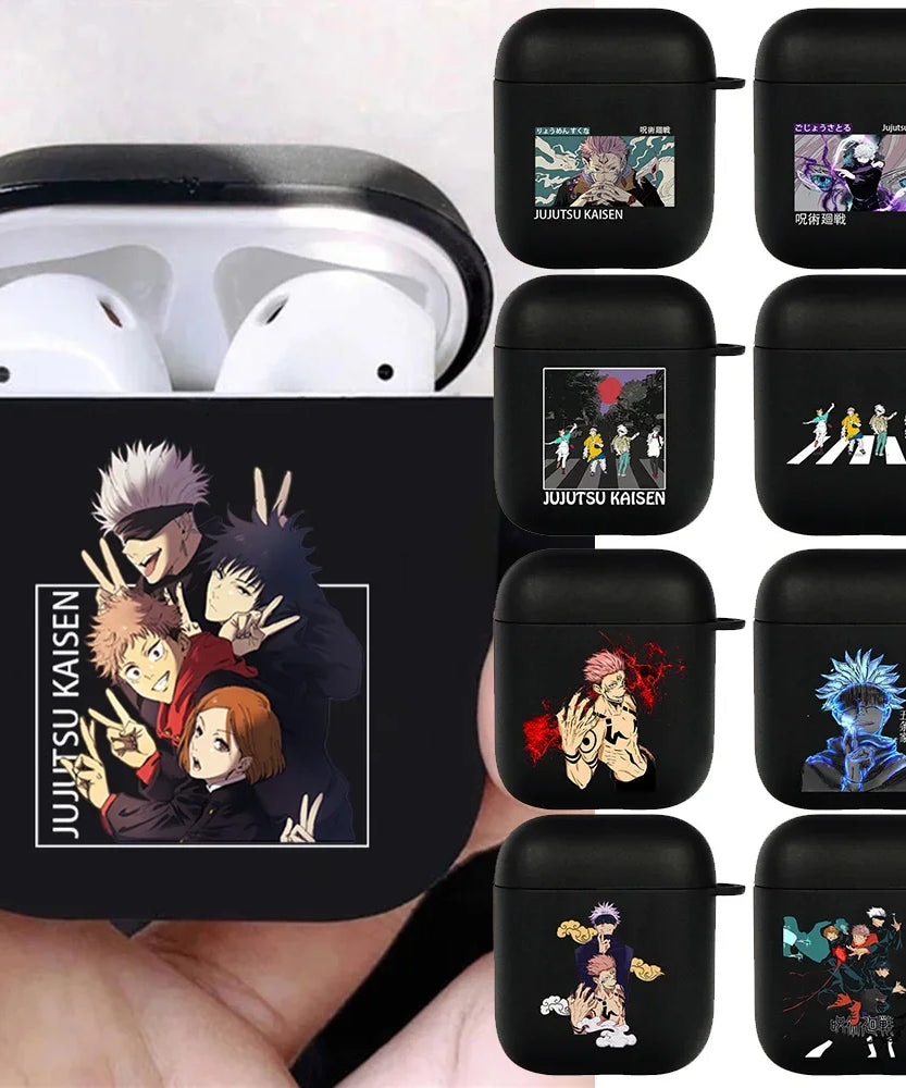 Anime Jujutsu Kaisen Case for Airpods 3 2 1 Pro Silicone Bluetooth Headphone Cover Gojo Satoru Air Pod Earphone Box Black Coque