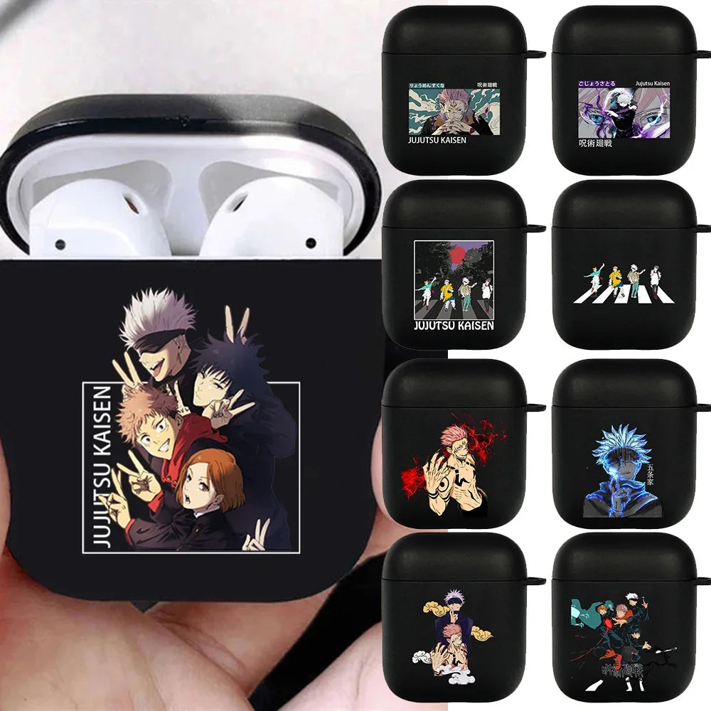 Anime Jujutsu Kaisen Case for Airpods 3 2 1 Pro Silicone Bluetooth Headphone Cover Gojo Satoru Air Pod Earphone Box Black Coque