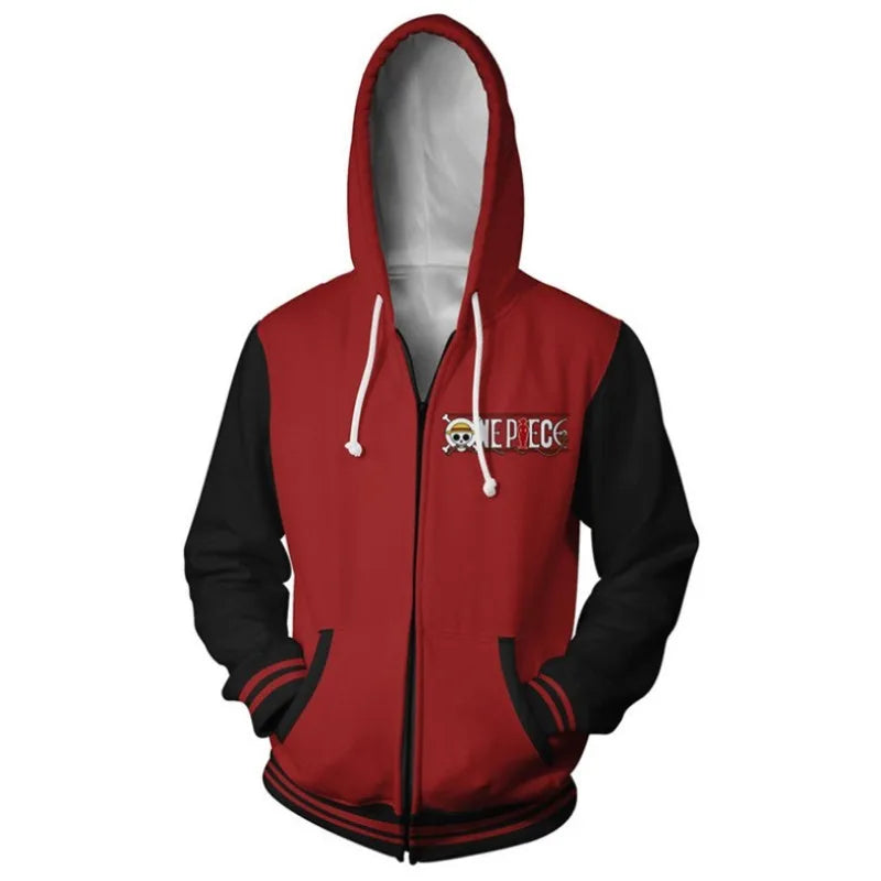 Anime One Piece Luffy Trafalgar D. Water Law Hoodie Cosplay Costume Long Sleeve Sweatshirt Sweater Zip Up Coat Jackets