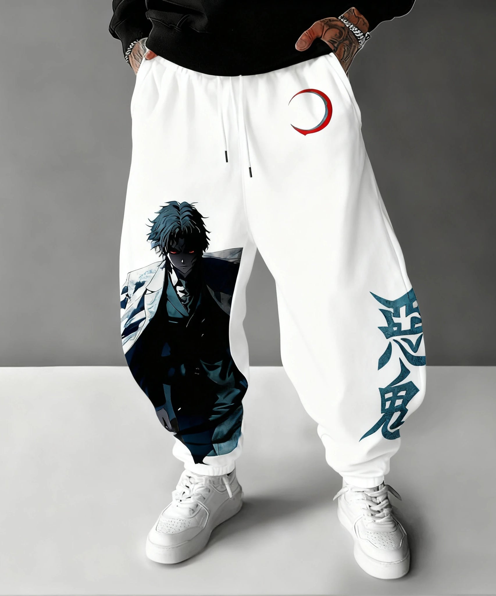 Demon Slayer Versatile Sweetpants Men's Autumn/Winter New Kibutsuji Muzan Anime Printed American Hip Hop Casual Loose Pants