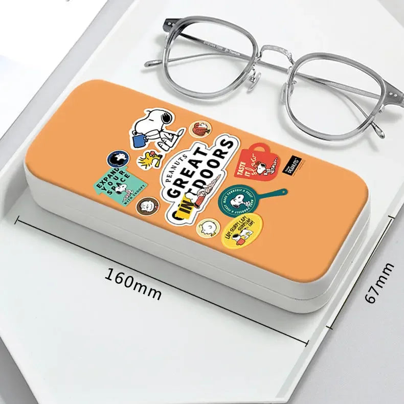 Snoopy Girl Korean Fresh Student Cute Disney Fashion Simple Anti-fall Portable Anti-Stress Folding Glasses Case