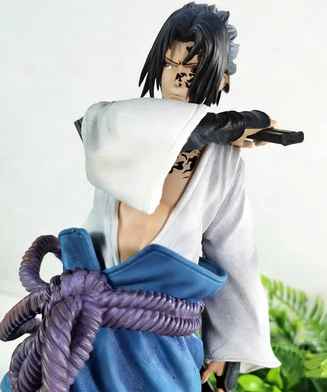 35cm Ninja Uchiha Sasuke Mantra Seal Rebirth Anime Light Up Figure Collection Model Toy PVC Statue Desktop Ornament Toy Boy Gift