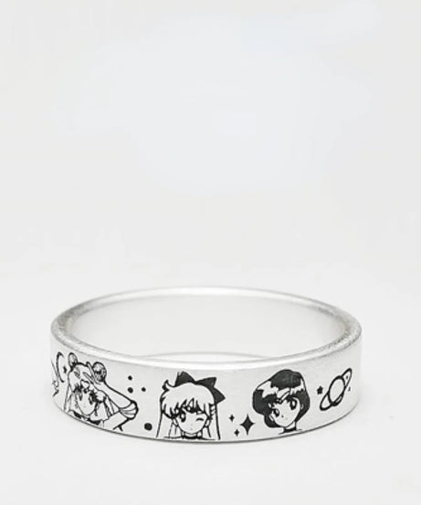 Sailor Moon Action anime cartoon peripheral silver ring Kawaii Moon Hare Shui Bingyue decoration cute girl heart girlfriend gift