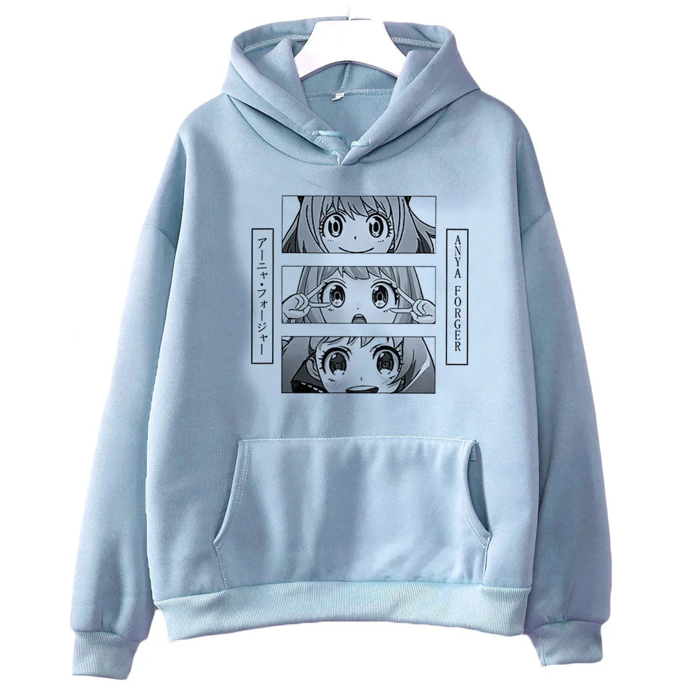 Spy x Family Anya Smug Manga Eyes Graphic Fleece Hoodie Korean Streetwear 8