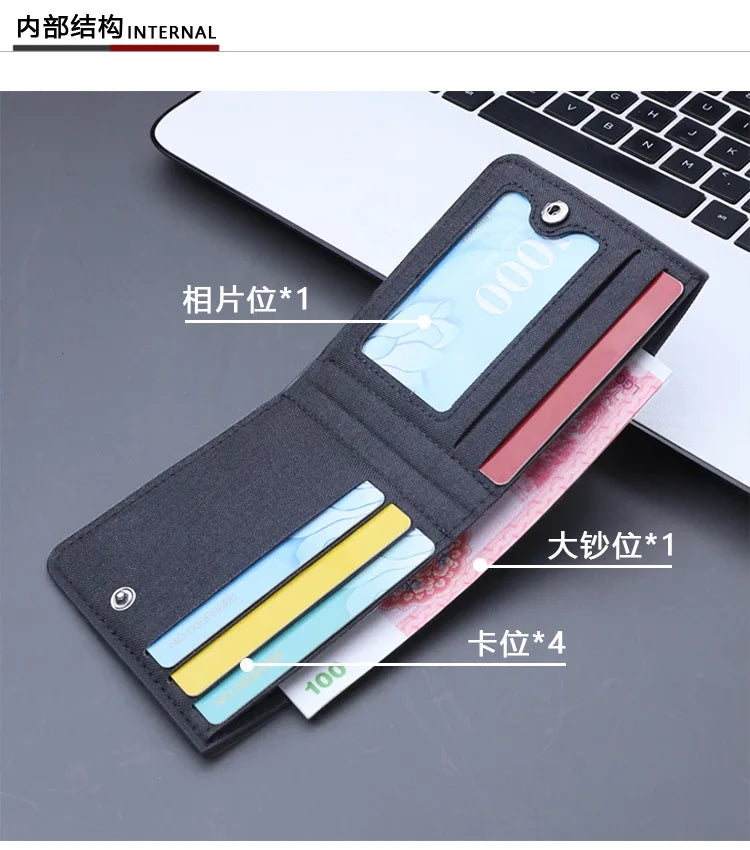 One Piece Letter Men Short Wallet Man Luffy Alphabet Canvas Wallet Man Credit ID Card Holder Anime Foldable Pocket Coin Purse