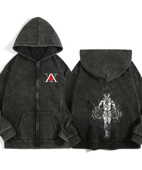Hunter x Hunter Zip-Up Hoodie – Unisex Anime Streetwear Pullover
