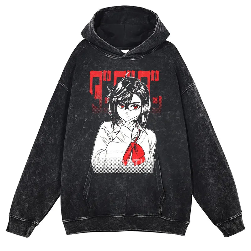 Anime dandadan Hoodies Vintage Washed Dan Da Dan Hooded Sweatshirts Oversize Streetwear Manga Ayase Momo Okarun Hoodie Men Women