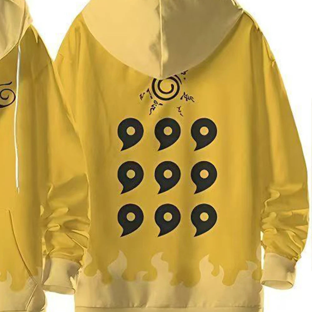 Anime Naruto 4th Hokage Minato Namikaze Zip-Up Hoodie – Flame Print Streetwear Jacket for Men & Women 4