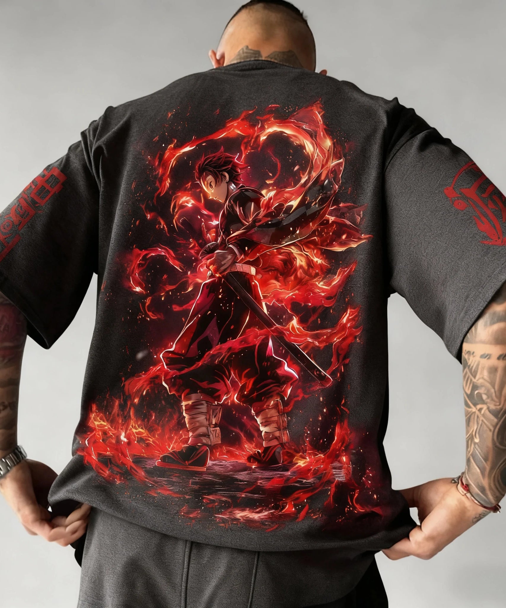 Demon Slayer Anime Co Branded Printed T-shirt Summer New Men's Japanese Harajuku Loose Casual Children's Parent Child Top