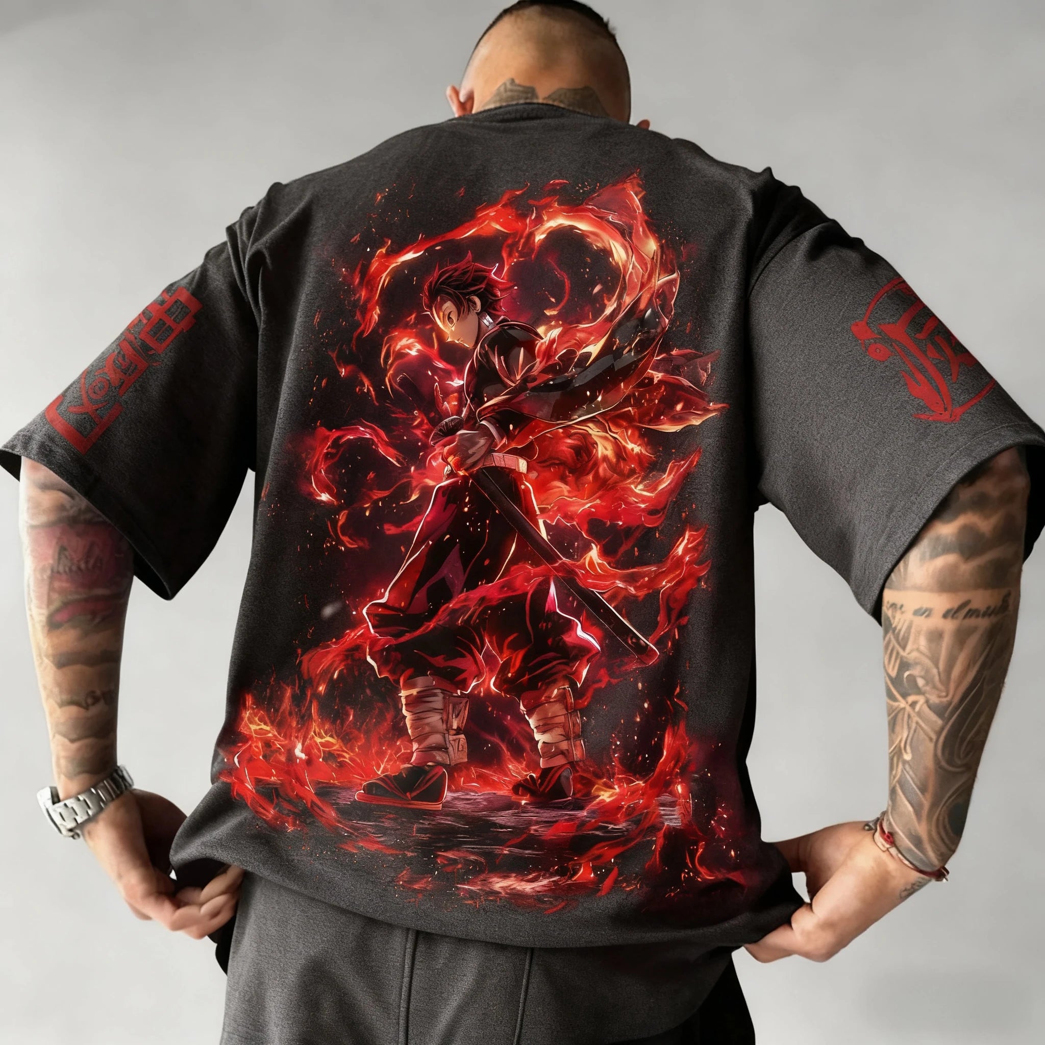 Demon Slayer Anime Co Branded Printed T-shirt Summer New Men's Japanese Harajuku Loose Casual Children's Parent Child Top