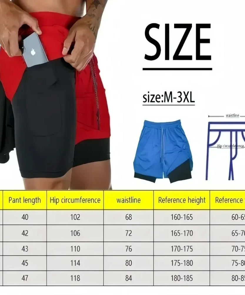 Anime Men's 2-in-1 Sports Shorts Summer New Edition Demon Slayer Corps Printed Fashion Fitness Swimming Double Layer Shorts