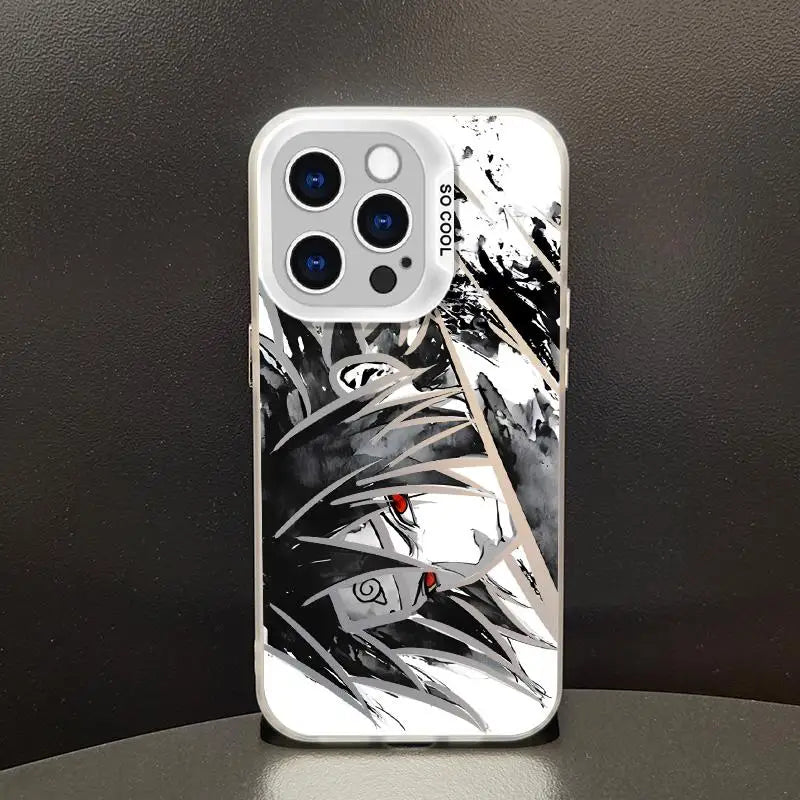 Naruto Anime Laser Case – Sasuke, Itachi & Kakashi 3D Shockproof iPhone 11–16 Pro Max