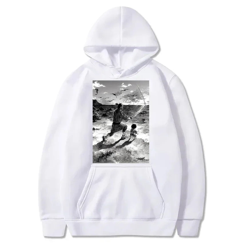 Manga VAGABOND Miyamoto Musashi Print Man Hoodies Acg Fans Streetwear Hipster Otaku Clothing Casual Girl Sweatshirts