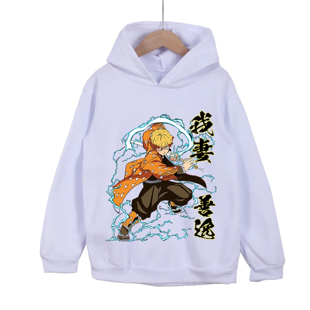 Kids Zenitsu Agatsuma Anime Cotton Hoodie – Pullover Sweatshirt Cosplay Costume