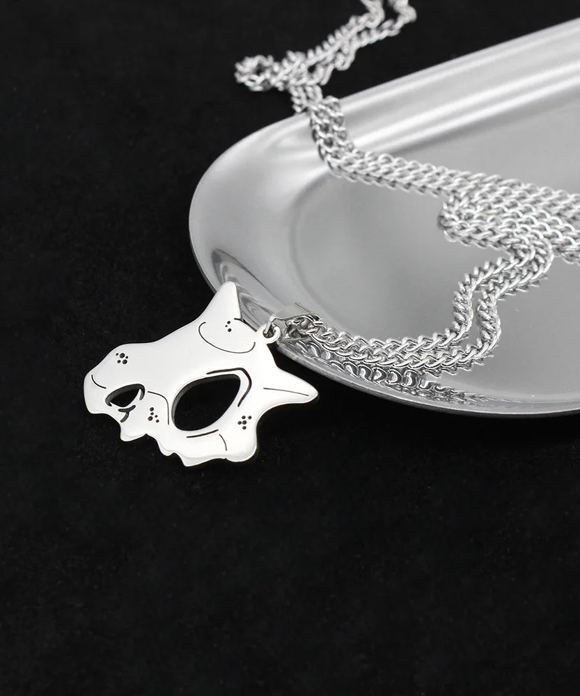 Anime Pokemon Cubone Mask Necklace Dinosaur Pendant Caracalla Necklaces Stainless Steel Design Kawaii Jewelry Gift