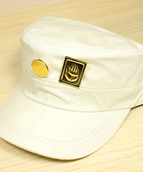 Anime Jotaro Kujo Cap Hat+Badge Animation Around Giorno Giovanna Cosplay Costume White Hat Birthday Gift