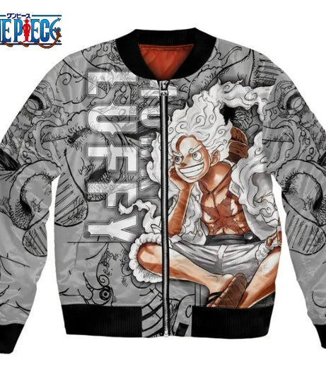 Plus Size Anime Bomber Jacket for Men - One Piece Naruto Dragon Ball Themed Military Aviator Coat, Cosplay Winter Outerwear Gift