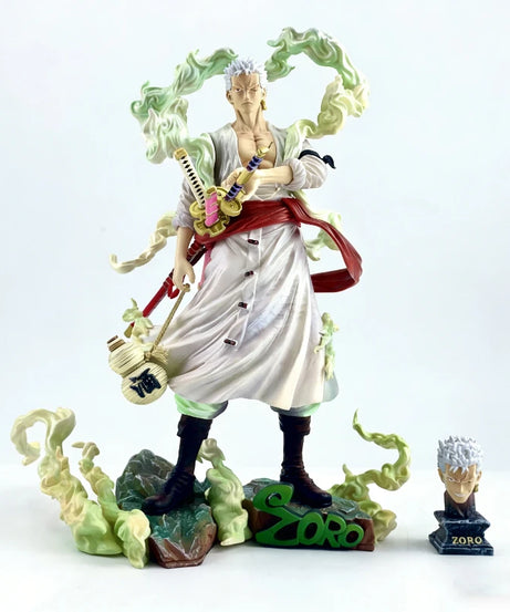 28cm One Piece Nika Style Roronoa Zoro Anime Figure PVC Double Head Statue Collectible Model Toy With Base Desktop Ornament Gift