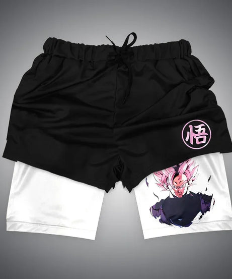 One Piece x Naruto x Dragon Ball 2-in-1 Men’s Gym Shorts – Quick-Dry & Breathable Sportswear