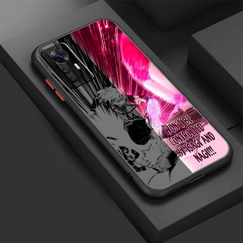 Blue Lock Frosted Anime Case – Cool Translucent Back Cover for Xiaomi Mi Series