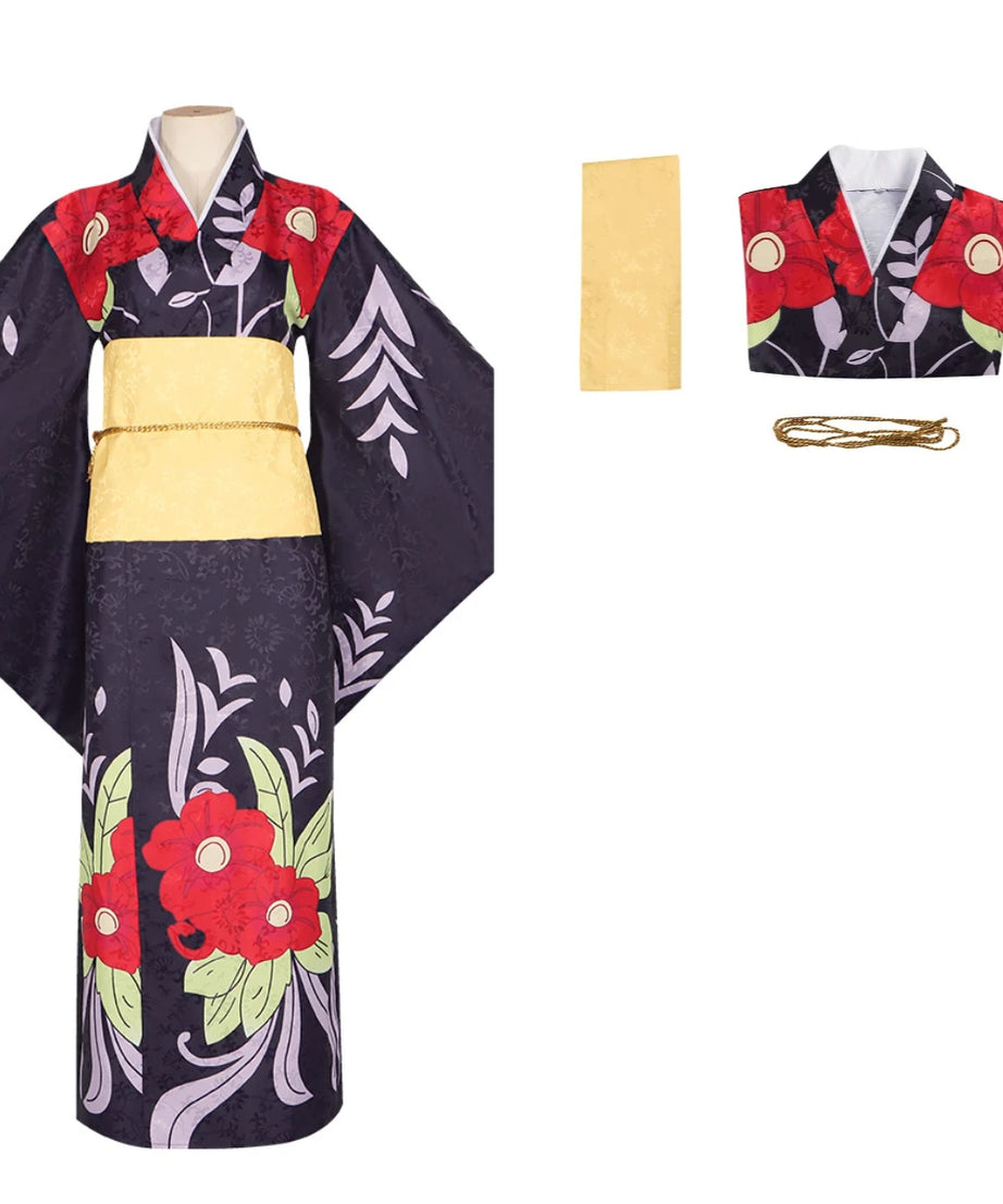 Demon Slayer Anime Peripheral Makomo Kanroji Mitsuri Kokushibo Nakime Costume  Style Kimono Cos Outfit Halloween Party