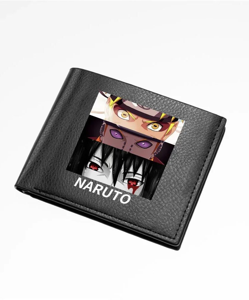 Naruto Sasuke Men Purse Black PU Leather Large Capacity Simple Casual Multiple Slot Card Holder Short Ultra Thin Wallet Gift New
